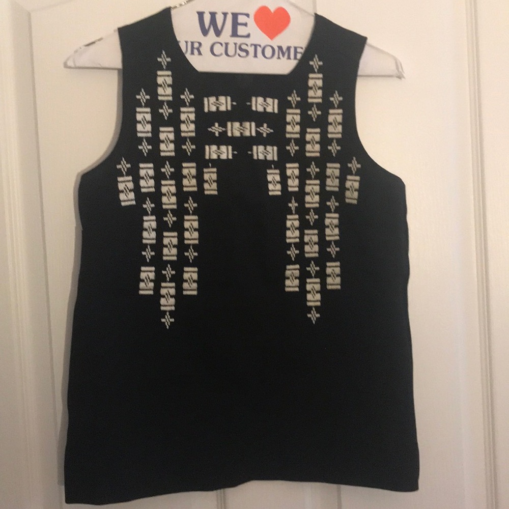 Madewell black embroidered sleeveless top